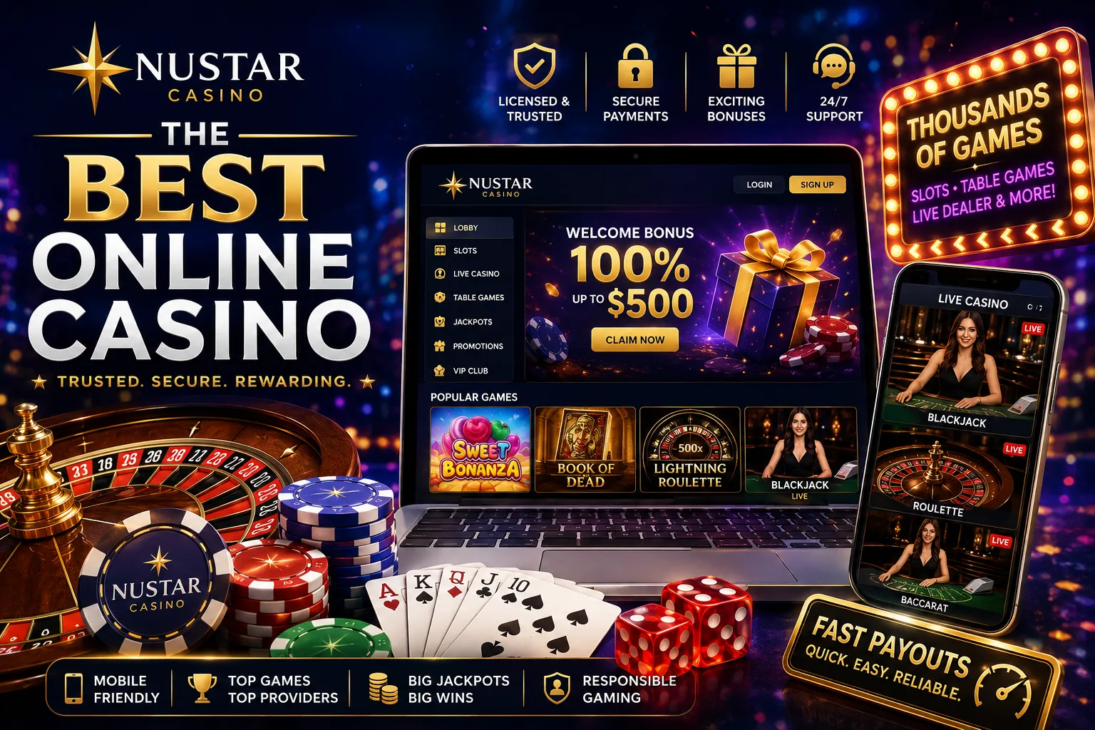 Vibrant online casino promotion banner