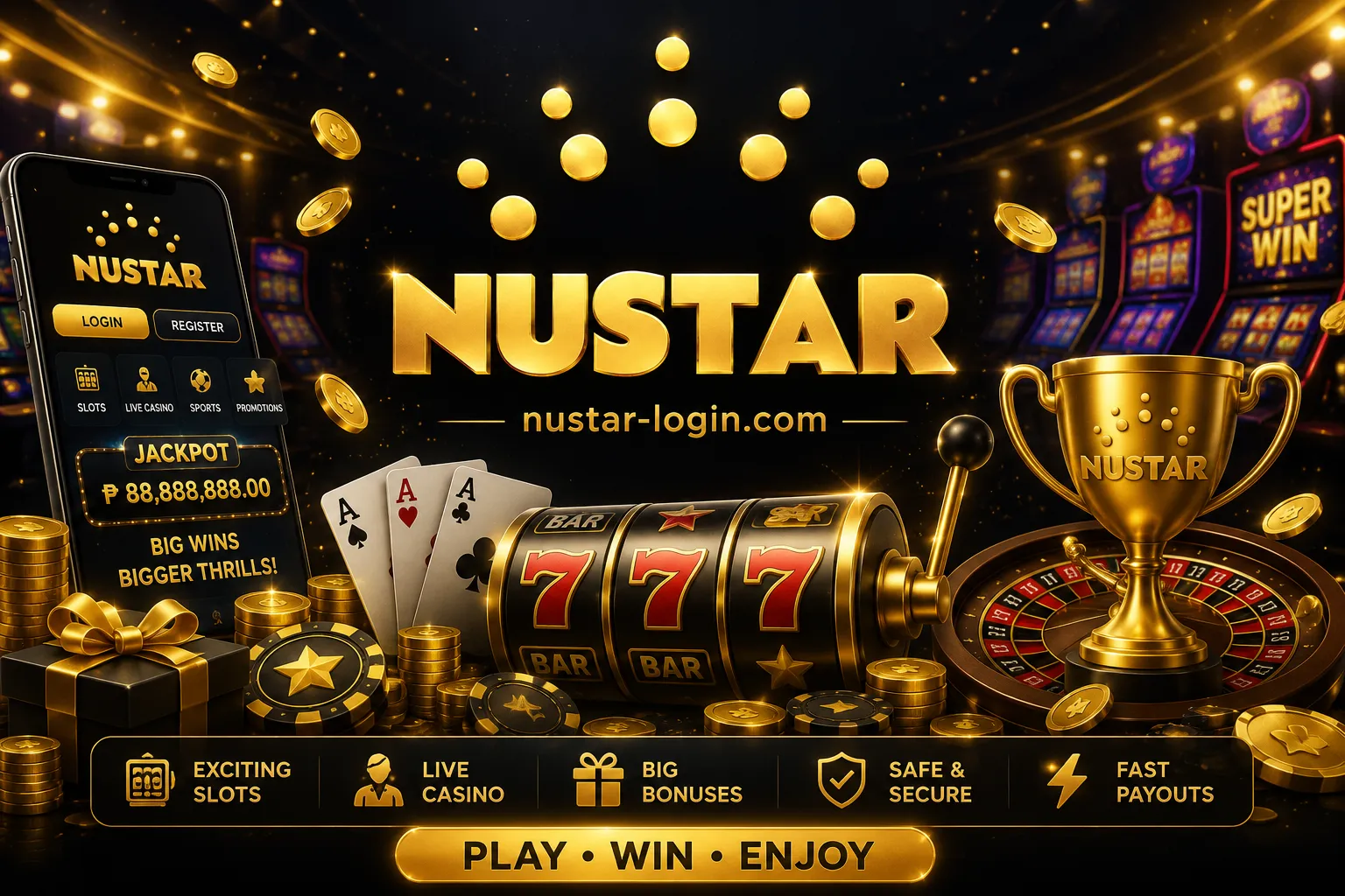nustar-login Vibrant casino jackpot promotion banner